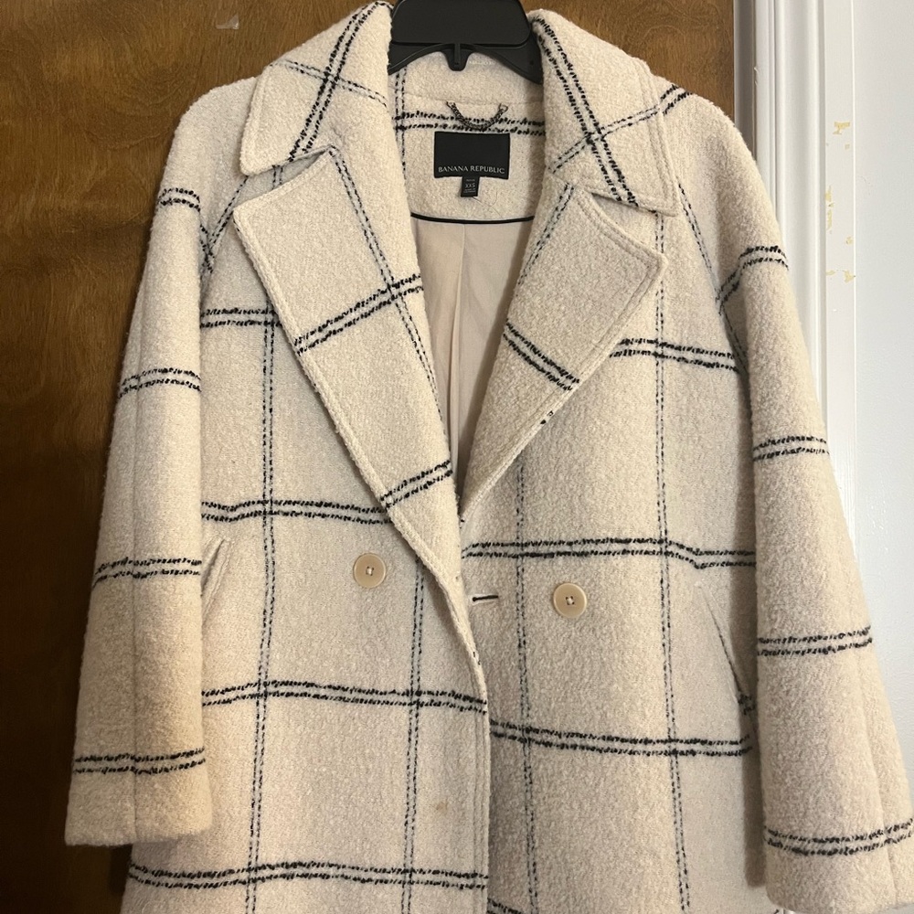 Banana Republic Cream Plaid Women's winter part wool Coat